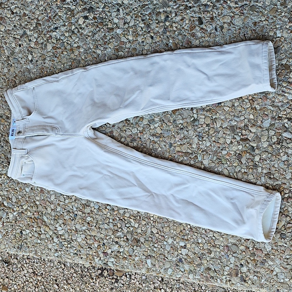 Women's HX2G J YANS Designer Cream Denim Fleece Lined Jeans Asian Korea S 24